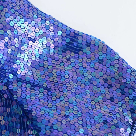 Vintage Lord & Taylor Purple 100% Silk Deadstock Sequins Short Sleeve Blouse M - Picture 7 of 15